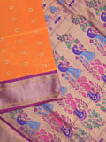 Narayanpet pattu saree allover zari motifs with paithani pallu and contrast blouse