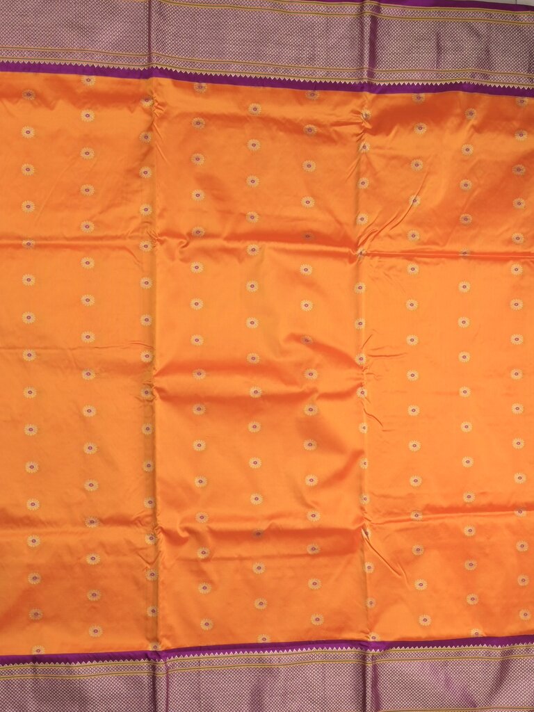Narayanpet pattu saree allover zari motifs with paithani pallu and contrast blouse