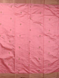 Dupion fancy saree baby pink color allover zari motifs & zari border with zari pallu and plain blouse