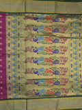 Narayanpet pattu saree allover zari motifs with paithani pallu and contrast blouse