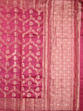 Raw mango pattu saree pink color allover zari weaves & zari border with zari pallu and plain blouse