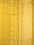 Raw mango pattu saree bright yellow color allover zari weaves & zari border with zari pallu and plain blouse