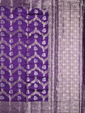 Raw mango pattu saree violet color allover zari weaves & zari border with zari pallu and plain blouse