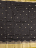 Maheshwari fancy saree allover zari motifs with zari border with contrast blouse