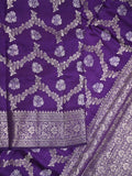 Raw mango pattu saree violet color allover zari weaves & zari border with zari pallu and plain blouse