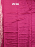 Raw mango pattu saree violet color allover zari weaves & zari border with zari pallu and plain blouse