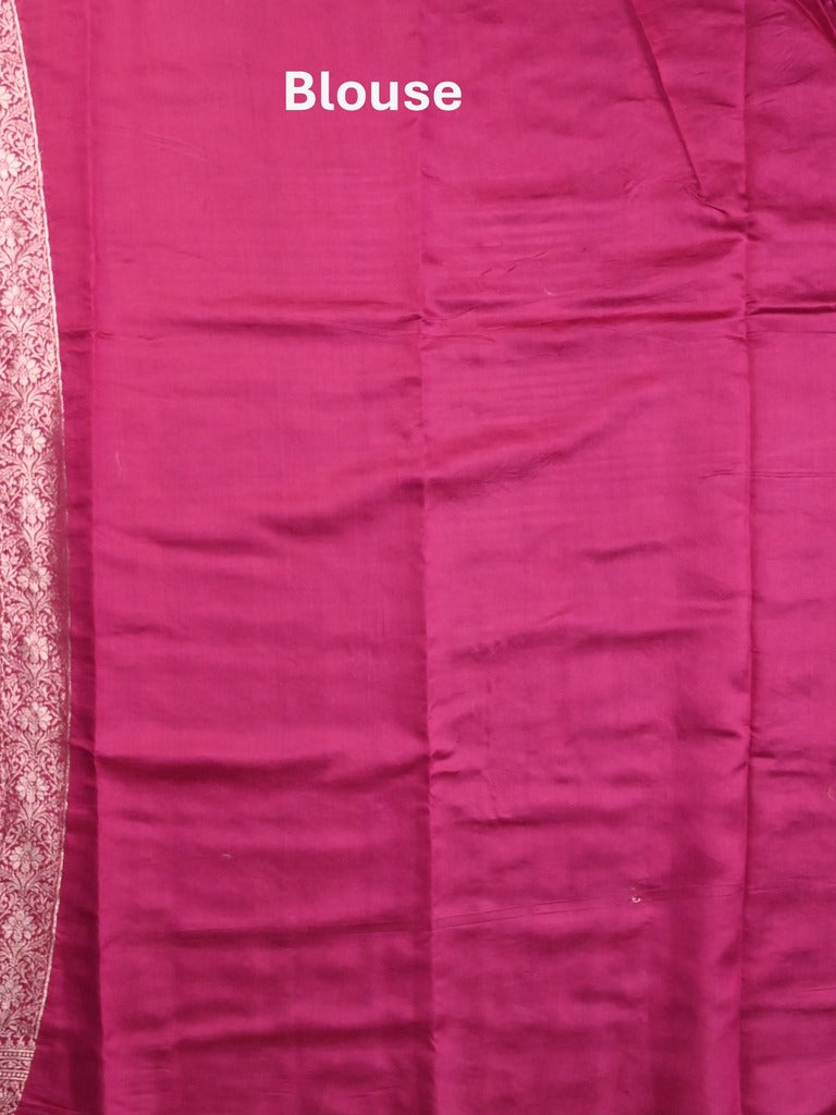 Raw mango pattu saree violet color allover zari weaves & zari border with zari pallu and plain blouse