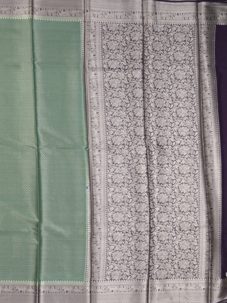 Georgette fancy saree pista green color allover weaves & zari border with rich pallu and plain blouse