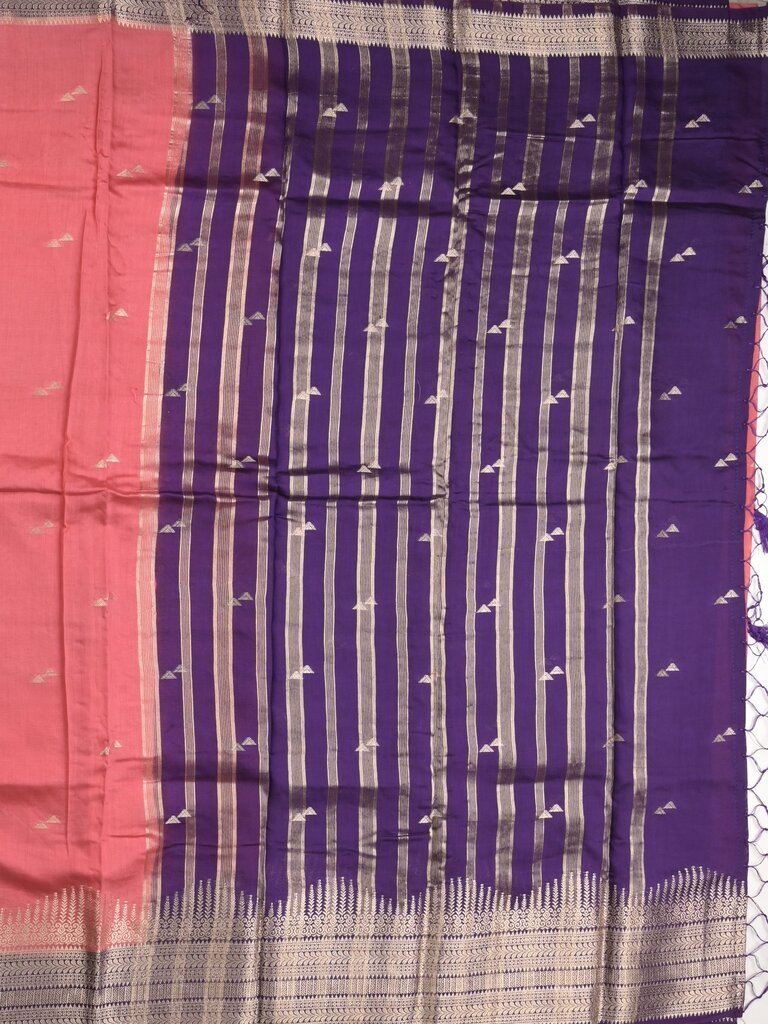 Maheshwari fancy saree allover zari motifs with zari border with contrast blouse
