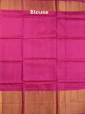 Uppada pattu saree baby pink color allover zari motifs & long kaddi border with contrast pallu and contrast blouse