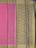 Georgette fancy saree purple color allover weaves & zari border with rich pallu and plain blouse