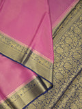 Georgette fancy saree purple color allover weaves & zari border with rich pallu and plain blouse