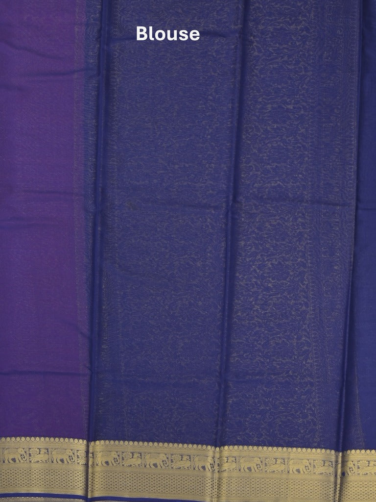 Georgette fancy saree purple color allover weaves & zari border with rich pallu and plain blouse