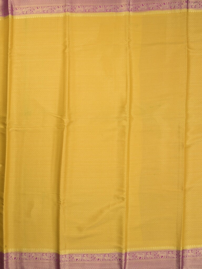 Georgette fancy saree golden yellow color allover weaves & zari border with rich pallu and plain blouse