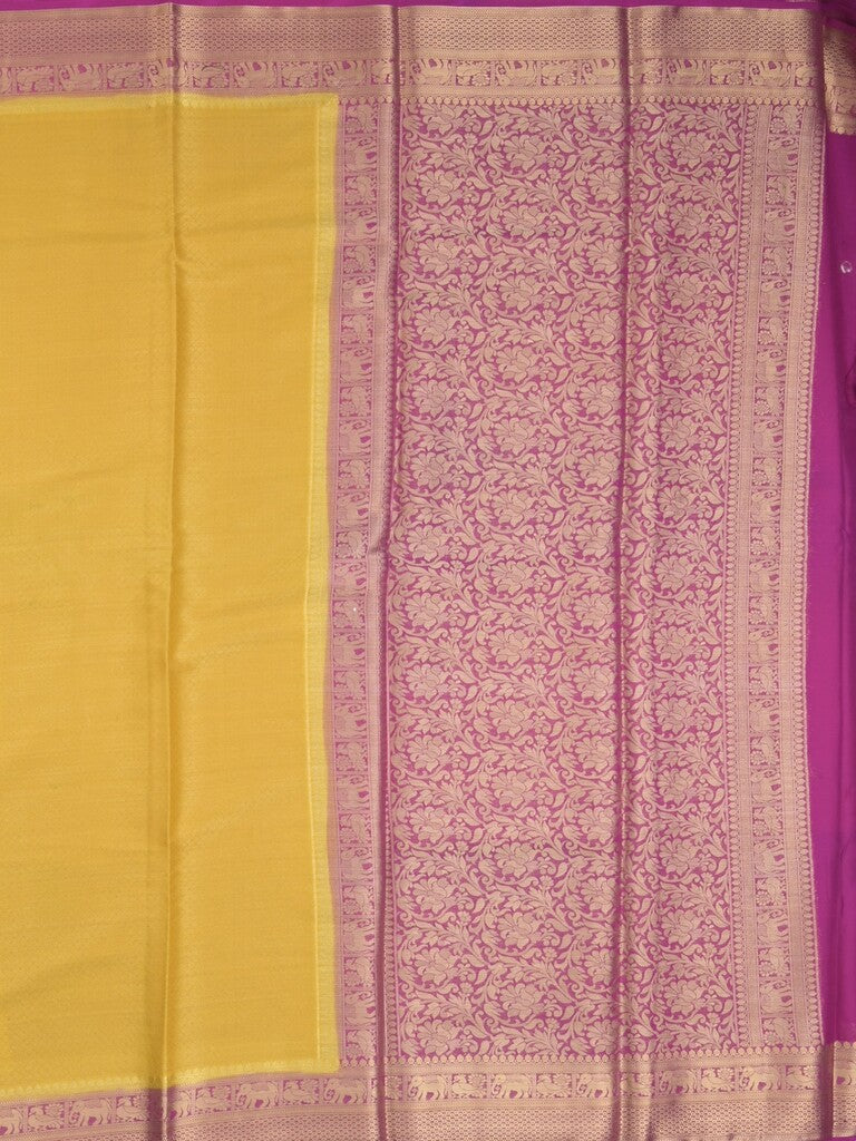 Georgette fancy saree golden yellow color allover weaves & zari border with rich pallu and plain blouse