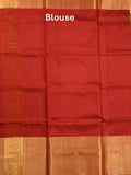 Uppada pattu saree olive green color allover zari motifs & long kaddi border with contrast pallu and contrast blouse