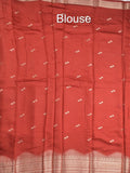 Maheshwari fancy saree allover zari motifs with zari border with contrast blouse