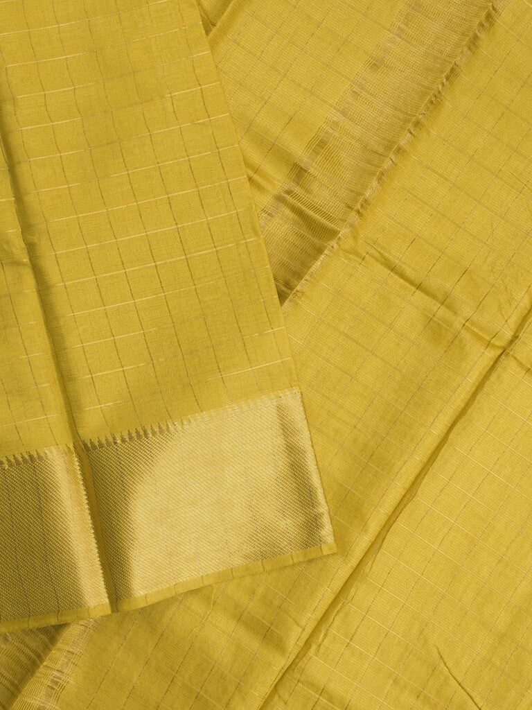 Bhagalpur fancy saree allover checks and zari border with self pallu and attached blouse