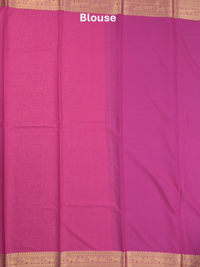 Georgette fancy saree violet color allover weaves & zari border with rich pallu and plain blouse