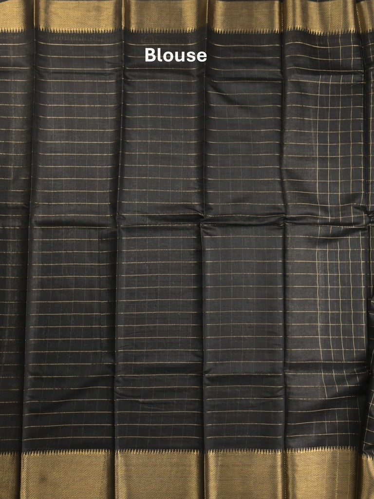 Bhagalpur fancy saree allover checks and zari border with self pallu and attached blouse