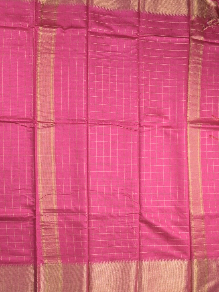 Bhagalpur fancy saree allover checks and zari border with self pallu and attached blouse