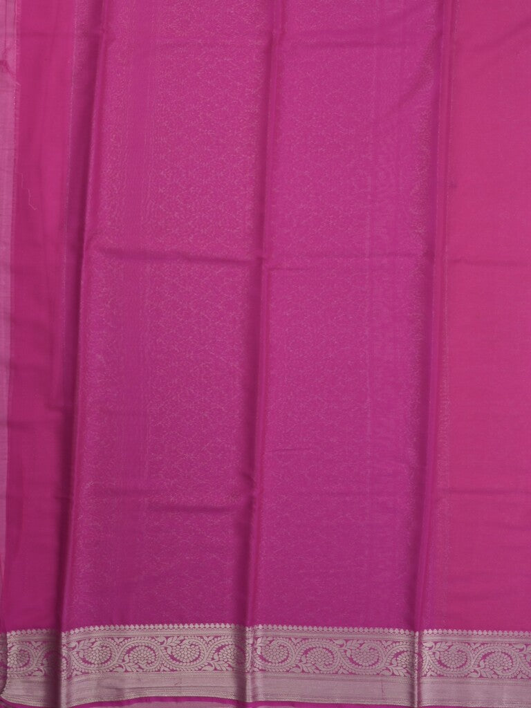 Georgette fancy saree orange color allover weaves & zari border with rich pallu and plain blouse