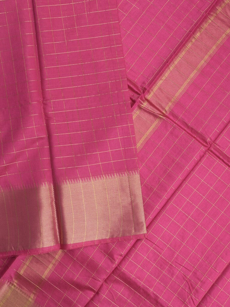 Bhagalpur fancy saree allover checks and zari border with self pallu and attached blouse
