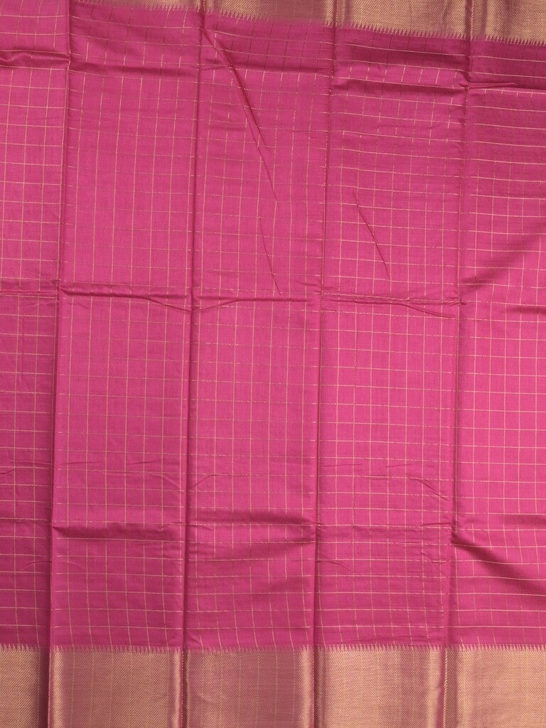 Bhagalpur fancy saree allover checks and zari border with self pallu and attached blouse