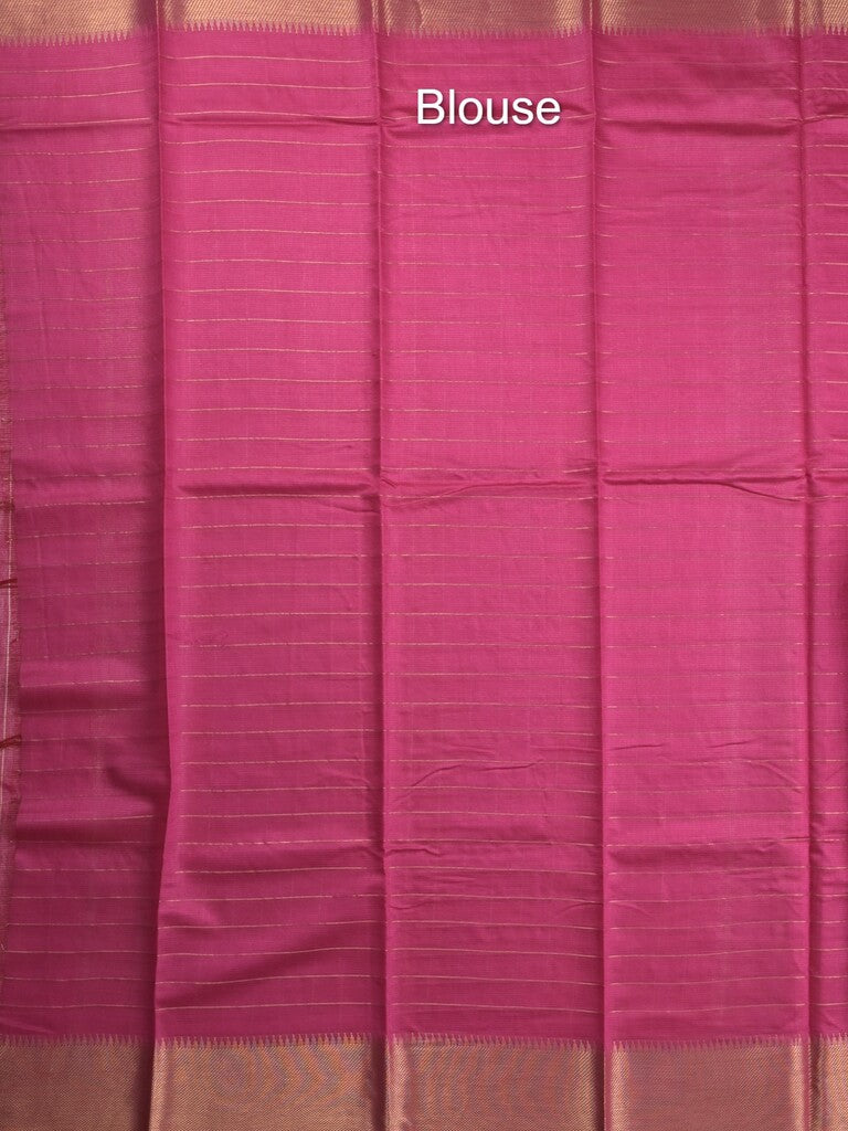 Bhagalpur fancy saree allover checks and zari border with self pallu and attached blouse