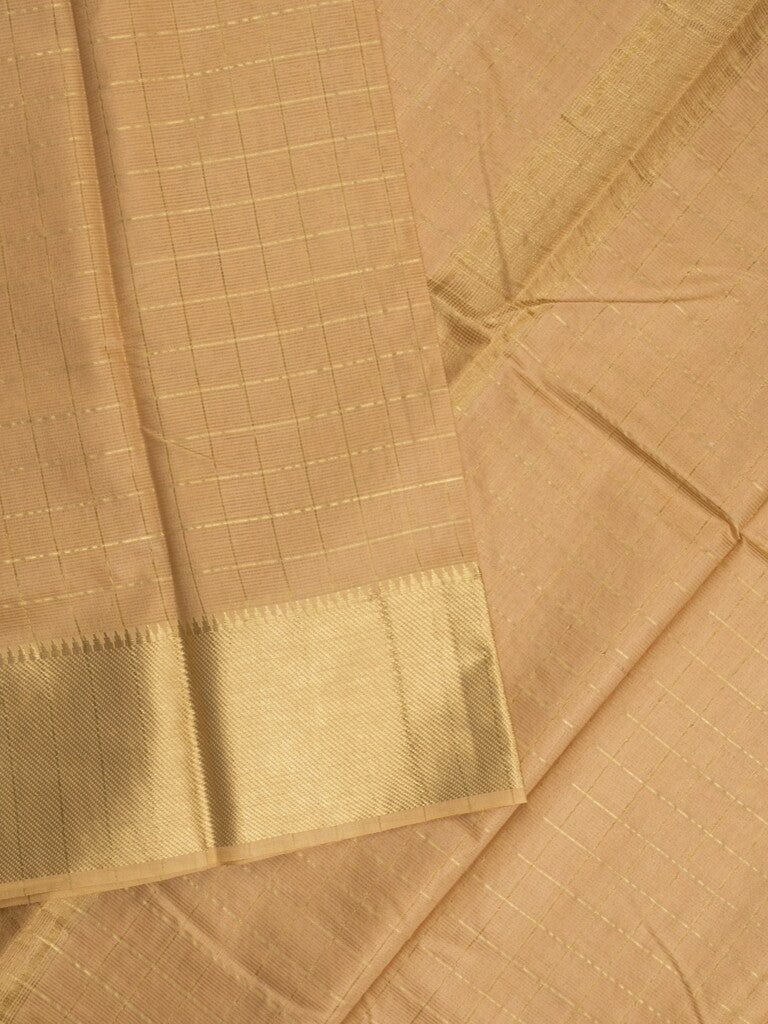 Bhagalpur fancy saree allover checks and zari border with self pallu and attached blouse