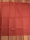 Bhagalpur fancy saree allover checks and zari border with self pallu and attached blouse