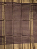 Bhagalpur fancy saree allover checks and zari border with self pallu and attached blouse