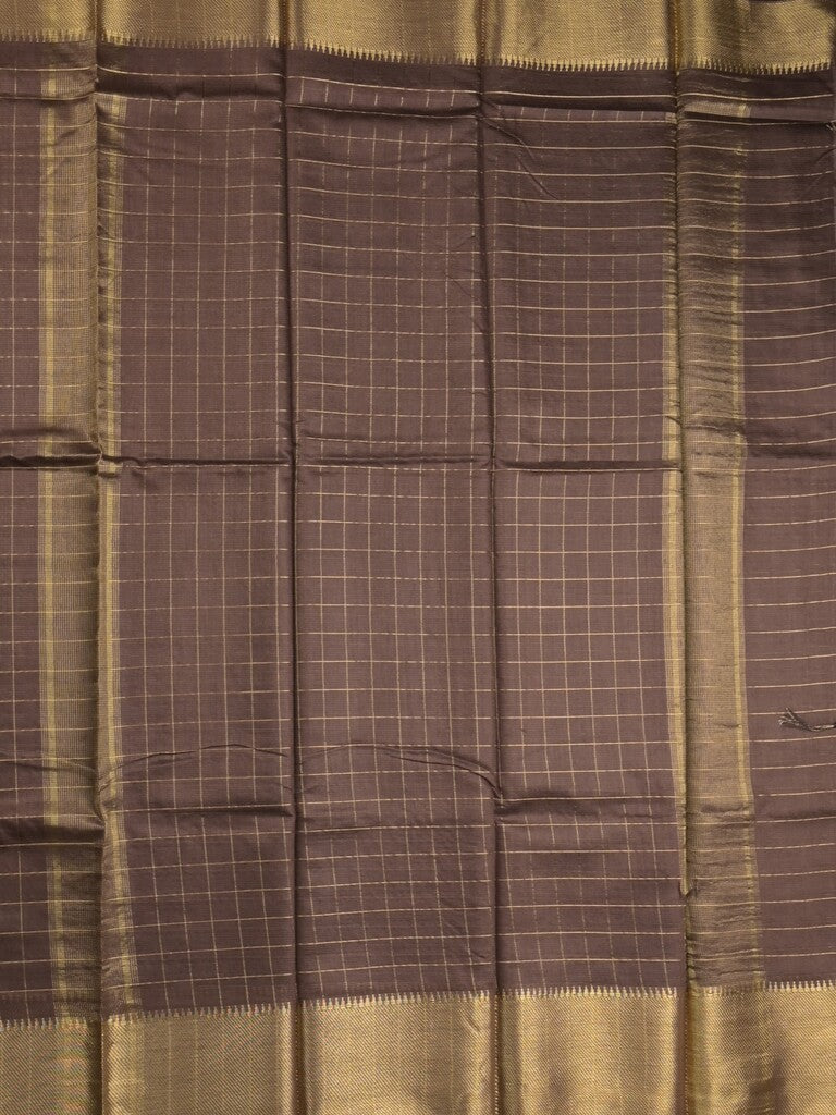 Bhagalpur fancy saree allover checks and zari border with self pallu and attached blouse
