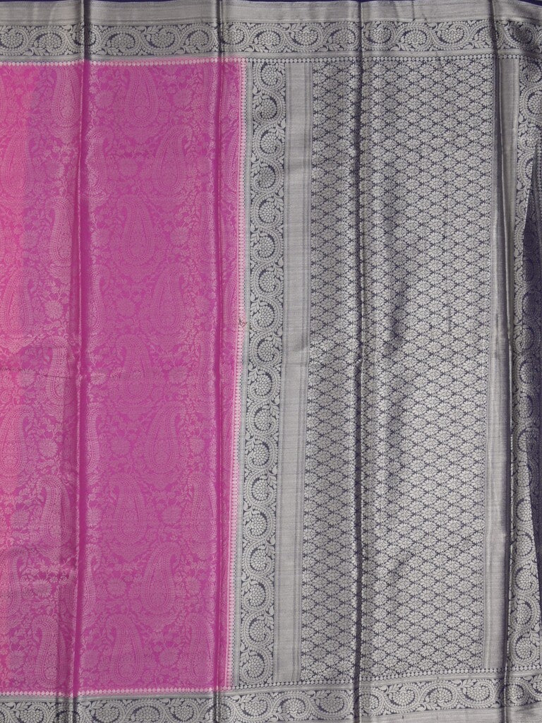 Georgette fancy saree purple color allover weaves & zari border with rich pallu and plain blouse