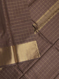 Bhagalpur fancy saree allover checks and zari border with self pallu and attached blouse