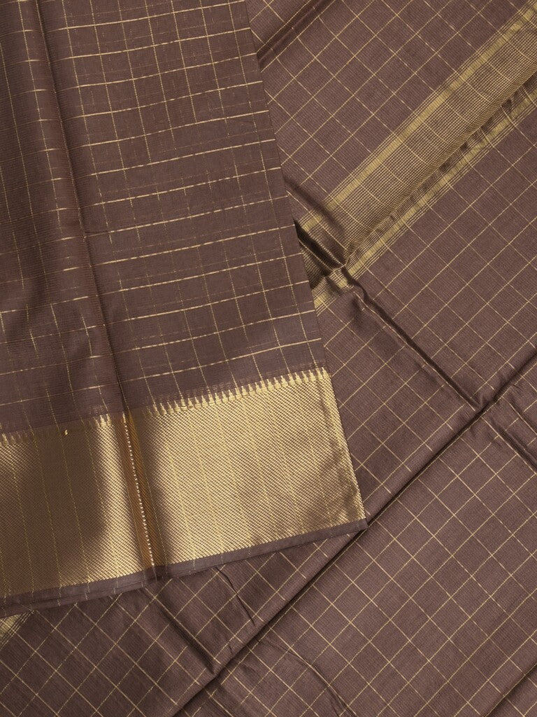 Bhagalpur fancy saree allover checks and zari border with self pallu and attached blouse