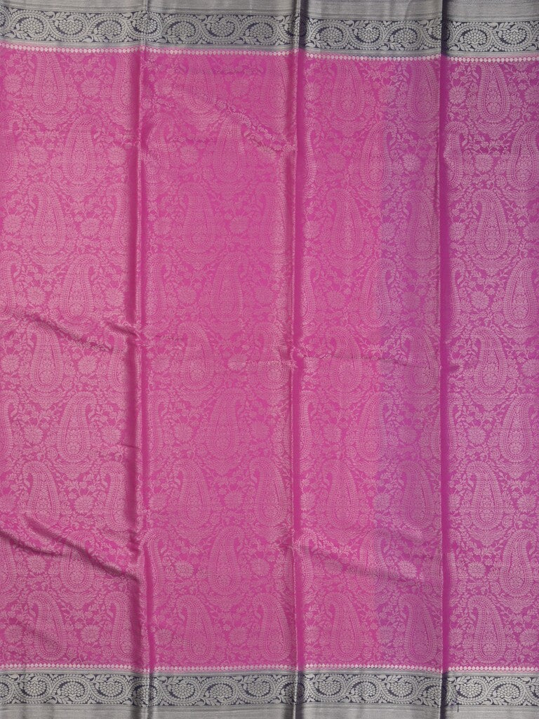 Georgette fancy saree purple color allover weaves & zari border with rich pallu and plain blouse