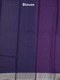 Georgette fancy saree purple color allover weaves & zari border with rich pallu and plain blouse