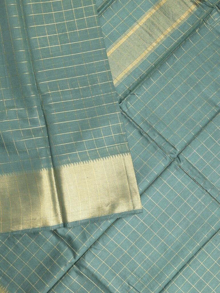 Bhagalpur fancy saree allover checks and zari border with self pallu and attached blouse