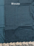Organza crush fancy saree dark blue color allover embroidery & embroidery border with running pallu and plain blouse