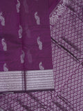 Mangalagiri fancy saree violet color allover zari motifs & zari border with rich pallu and plain blouse