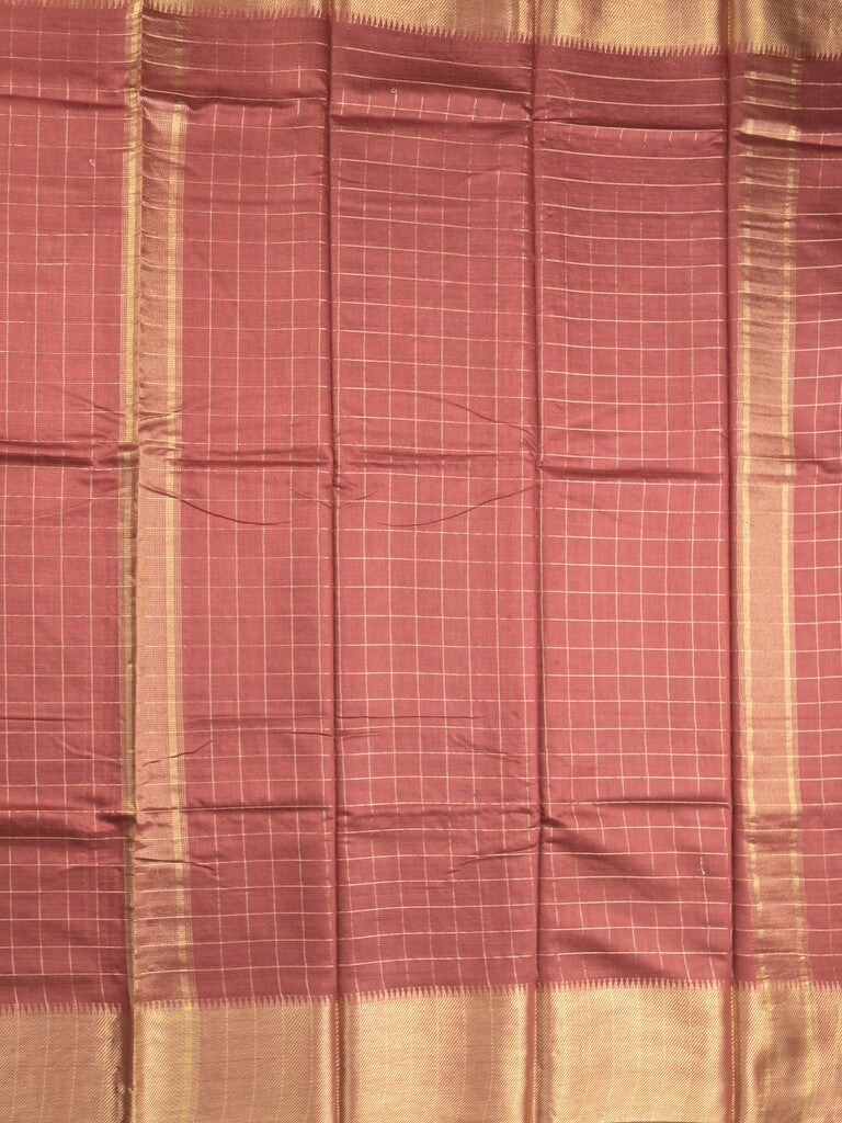 Bhagalpur fancy saree allover checks and zari border with self pallu and attached blouse