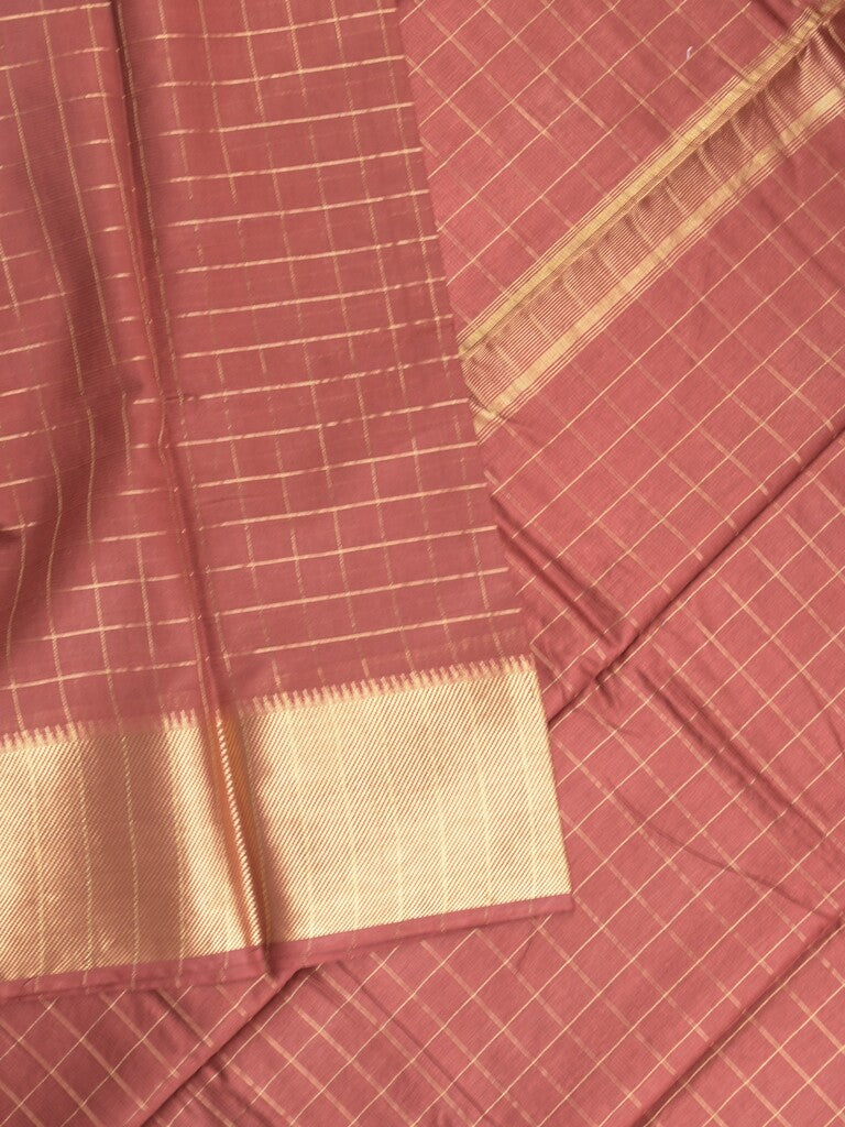 Bhagalpur fancy saree allover checks and zari border with self pallu and attached blouse