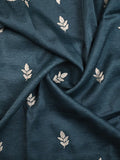 Organza crush fancy saree dark blue color allover embroidery & embroidery border with running pallu and plain blouse