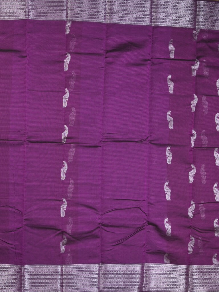 Mangalagiri fancy saree violet color allover zari motifs & zari border with rich pallu and plain blouse