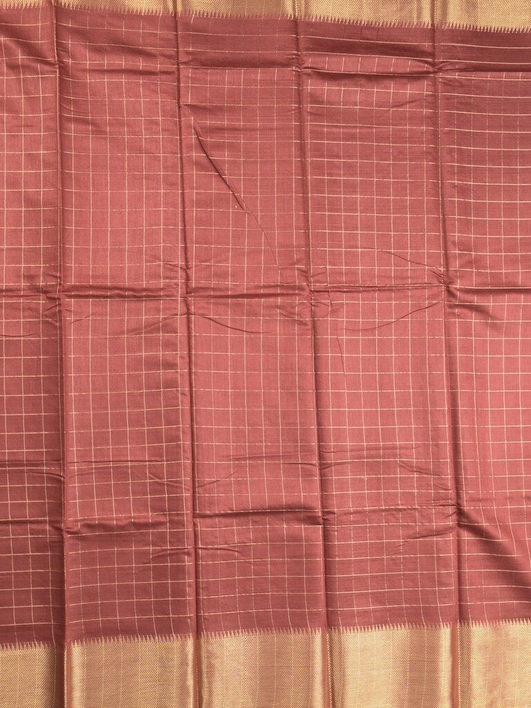 Bhagalpur fancy saree allover checks and zari border with self pallu and attached blouse
