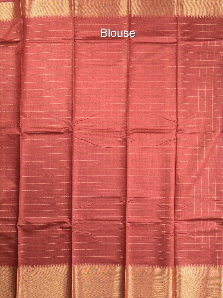 Bhagalpur fancy saree allover checks and zari border with self pallu and attached blouse