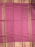 Bhagalpur fancy saree allover checks and zari border with self pallu and attached blouse