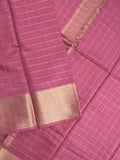Bhagalpur fancy saree allover checks and zari border with self pallu and attached blouse