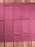 Bhagalpur fancy saree allover checks and zari border with self pallu and attached blouse